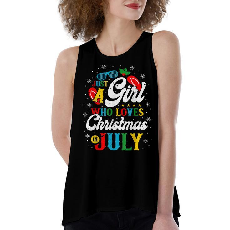 Just A Girl Who Loves Christmas In July Women Girl Beach  Women's Loose Fit Open Back Split Tank Top