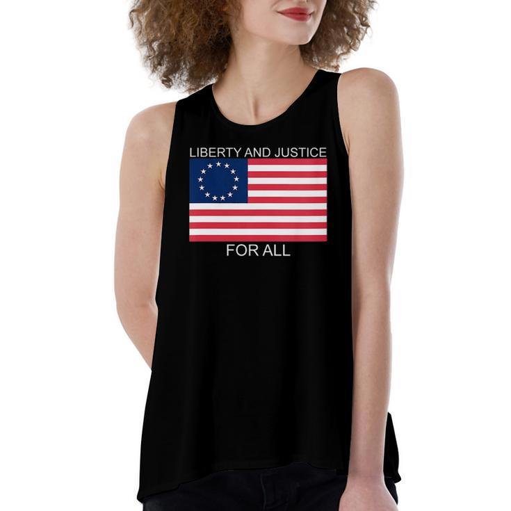 Liberty And Justice For All Betsy Ross Flag American Pride Women's Loose Tank Top