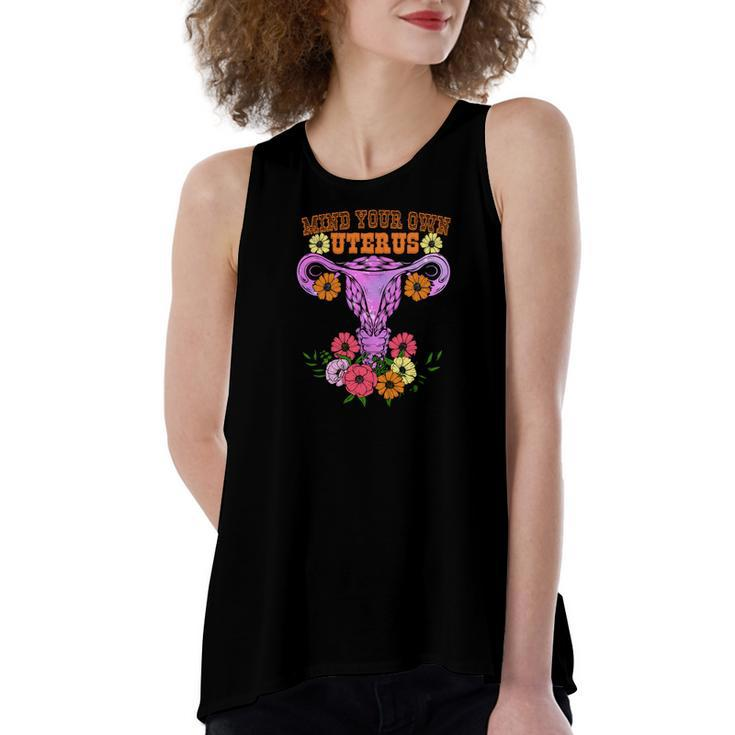 Mind Your Own Uterus Floral My Choice Pro Choice Women's Loose Fit Open Back Split Tank Top