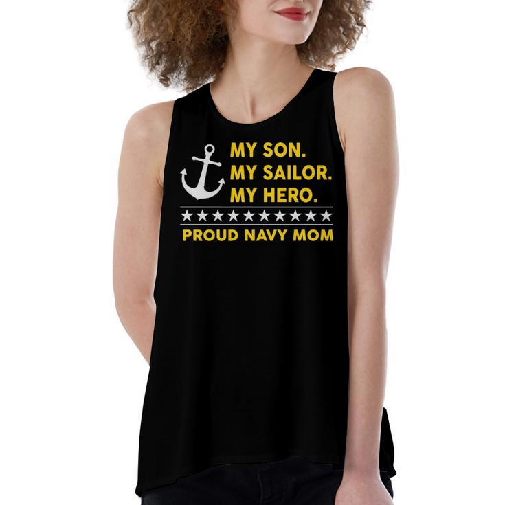 My Son My Sailor My Hero Proud Navy Mom Women's Loose Fit Open Back Split Tank Top
