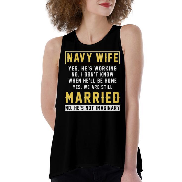 Navy Wife - Wife Of A Navy Veteran Women's Loose Fit Open Back Split Tank Top