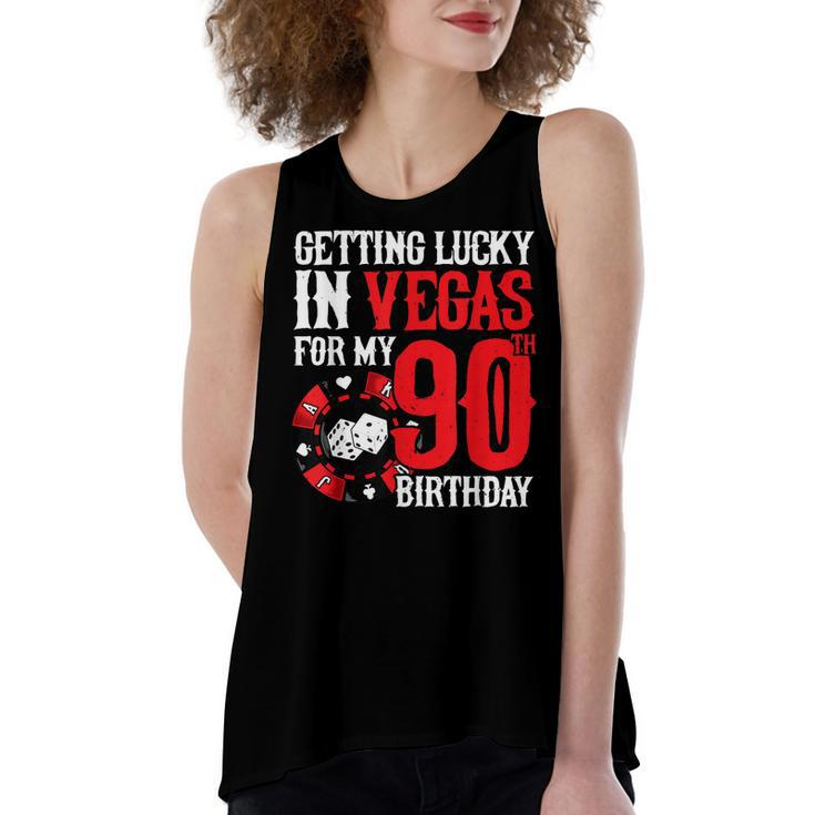 Party In Vegas - Getting Lucky In Las Vegas - 90Th Birthday  Women's Loose Fit Open Back Split Tank Top