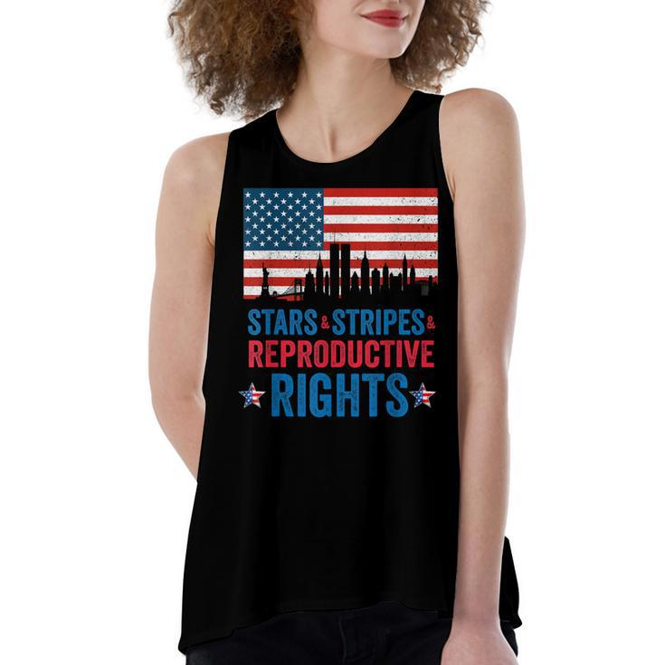 Patriotic 4Th Of July  Stars Stripes Reproductive Right  V4 Women's Loose Fit Open Back Split Tank Top