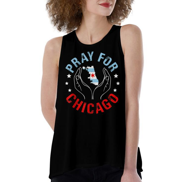 Pray For Chicago Chicago Shooting Support Chicago   Women's Loose Fit Open Back Split Tank Top