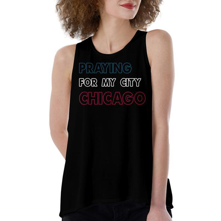 Pray For Chicago Chicago Shooting Support Chicago  Women's Loose Fit Open Back Split Tank Top