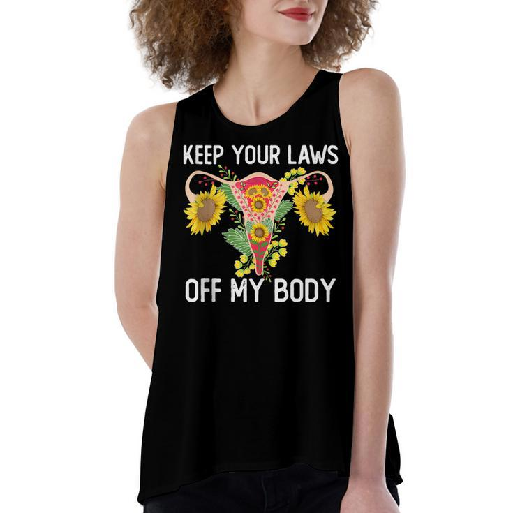 Pro Choice Keep Your Laws Off My Body Funny Sunflower  Women's Loose Fit Open Back Split Tank Top