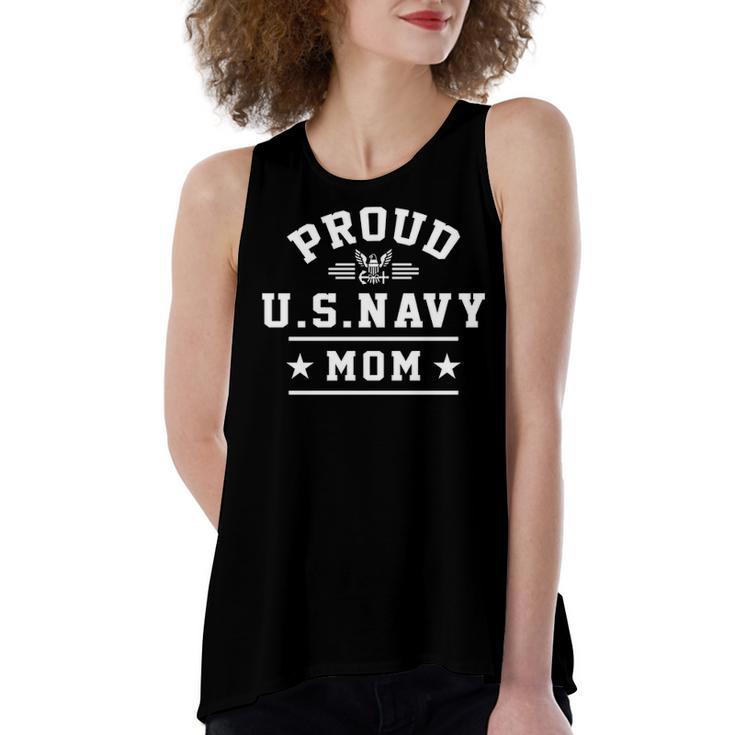 Proud Navy Mom  V2 Women's Loose Fit Open Back Split Tank Top