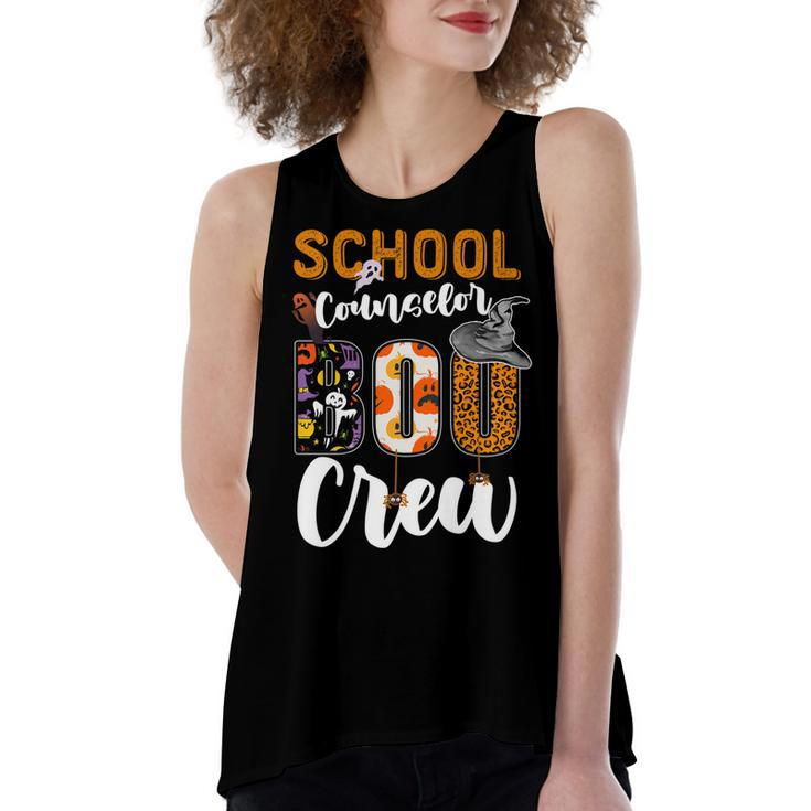 School Counselor Boo Crew Ghost Funny Halloween Matching   Women's Loose Fit Open Back Split Tank Top