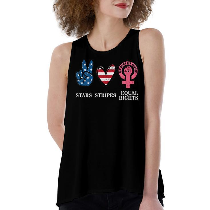 Stars Stripes & Equal Rights 4Th Of July Reproductive Rights  Women's Loose Fit Open Back Split Tank Top