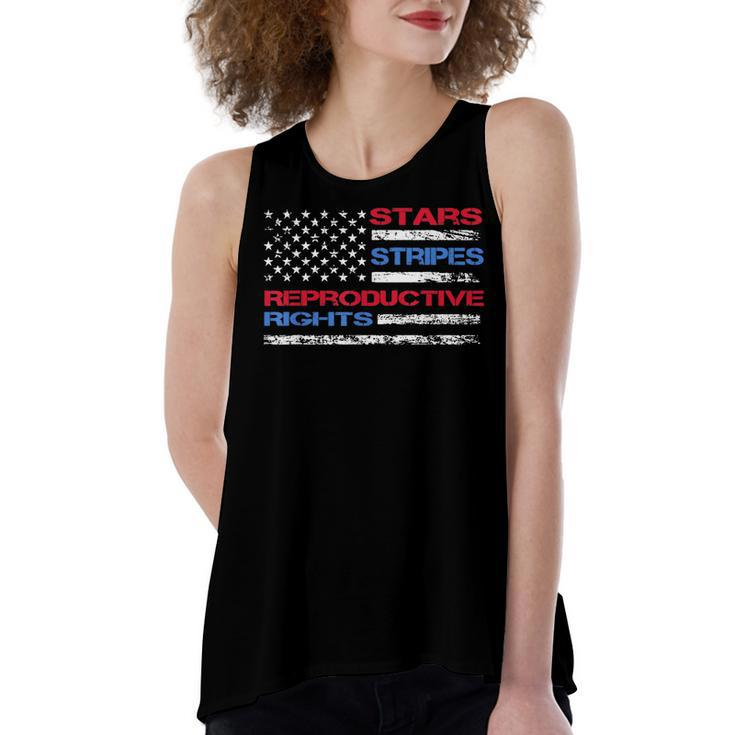 Stars Stripes & Reproductive Rights 4Th Of July Equal Rights  Women's Loose Fit Open Back Split Tank Top