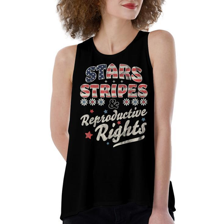 Stars Stripes Reproductive Rights Patriotic 4Th Of July Cute  V3 Women's Loose Fit Open Back Split Tank Top