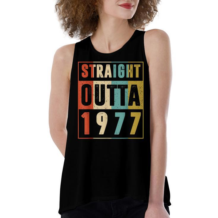 Straight Outta 1977 Vintage Graphic 45 Yrs Old 45Th Birthday  Women's Loose Fit Open Back Split Tank Top