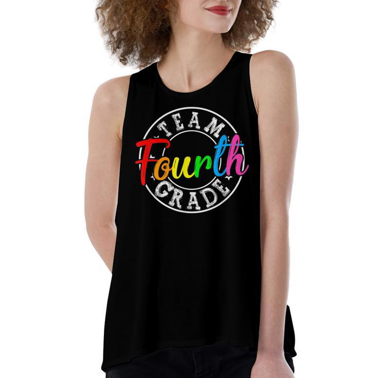 Team 4Th Grade Welcome Back To School Fourth Grade  Women's Loose Fit Open Back Split Tank Top