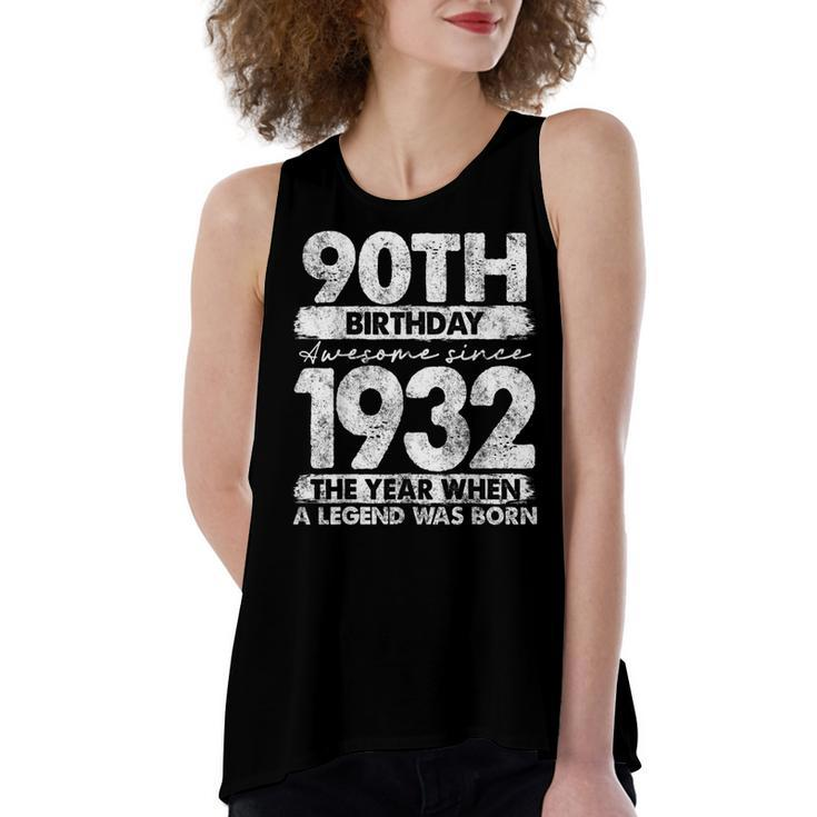 Vintage 1932 Limited Edition 1932 90 Years Old 90Th Birthday  Women's Loose Fit Open Back Split Tank Top
