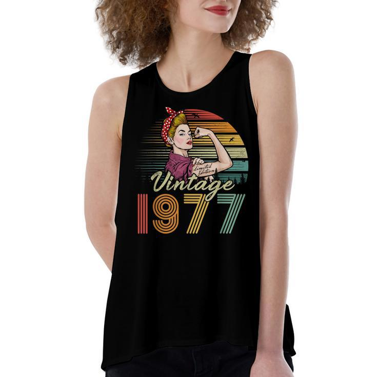 Vintage 1977 Limited Edition 1977 45Th Birthday 45 Years Old  Women's Loose Fit Open Back Split Tank Top