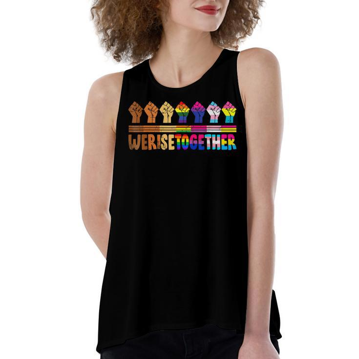 We Rise Together Lgbt-Q Pride Social Justice Equality Ally Women's Loose Fit Open Back Split Tank Top
