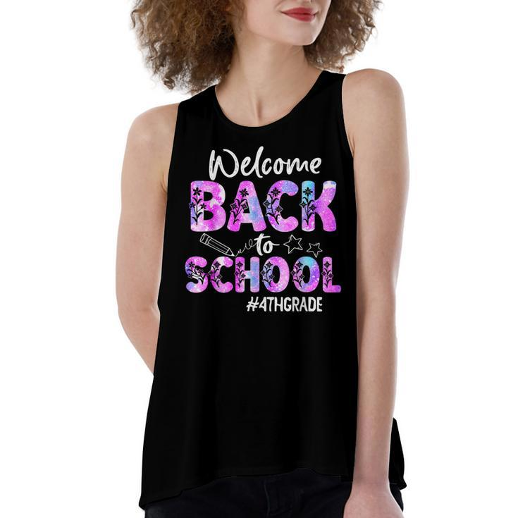 Welcome Back To School 4Th Grade Back To School  Women's Loose Fit Open Back Split Tank Top