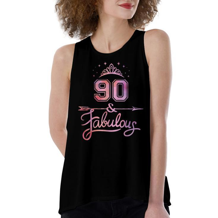 Women 90 Years Old And Fabulous Happy 90Th Birthday  Women's Loose Fit Open Back Split Tank Top