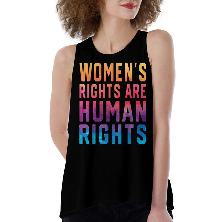 Womens Rights Are Human Rights Pro Choice Tie Dye  Women's Loose Fit Open Back Split Tank Top