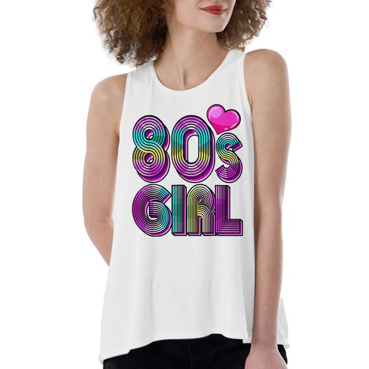 80S Girl Birthday Party Costume Retro Vintage Gift Women  V2 Women's Loose Fit Open Back Split Tank Top