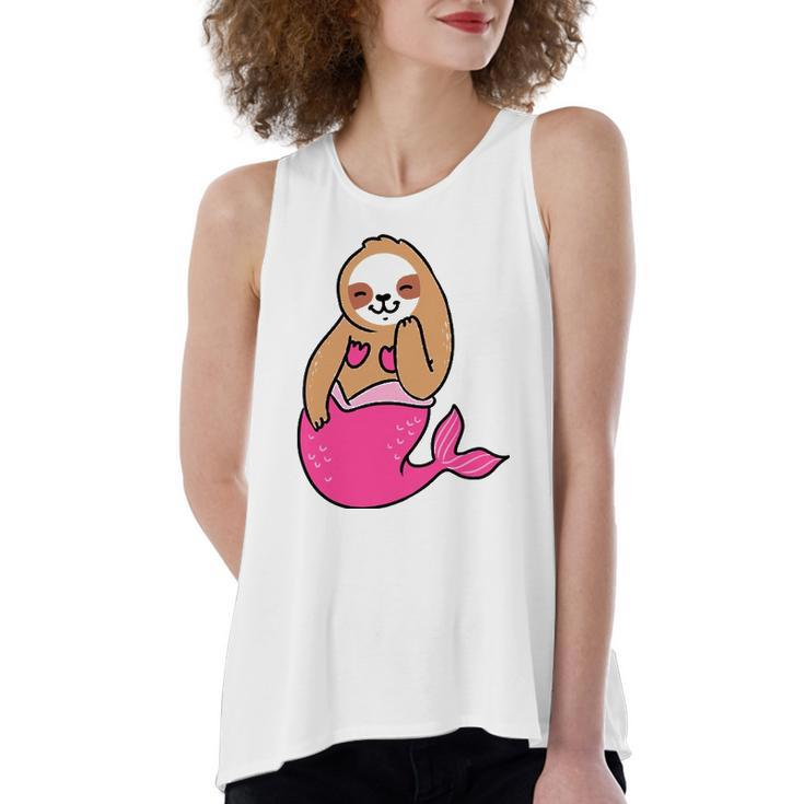 Mermaid Sloth  Cute Sloth Women's Loose Fit Open Back Split Tank Top