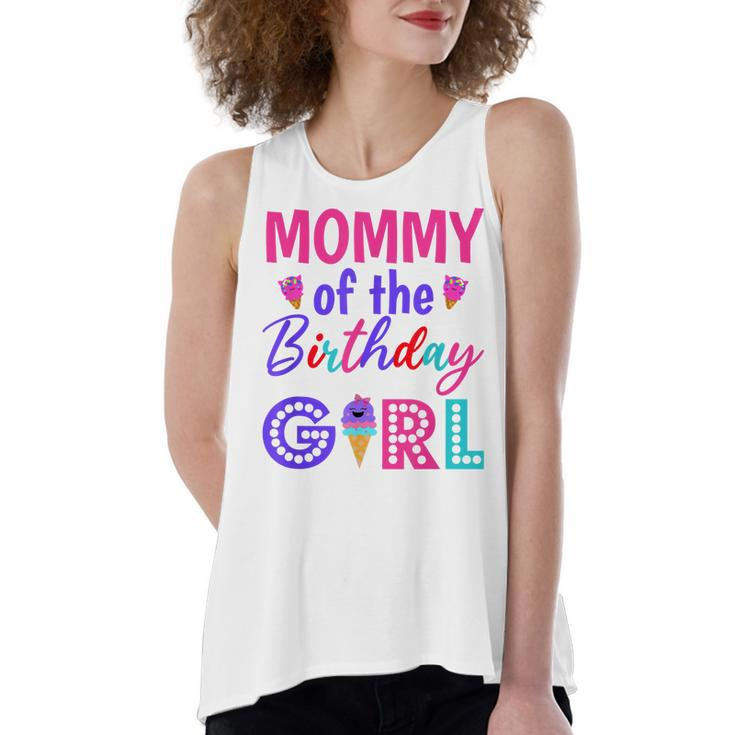 Mommy Of The Birthday Girl Mom Ice Cream First Birthday  Women's Loose Fit Open Back Split Tank Top