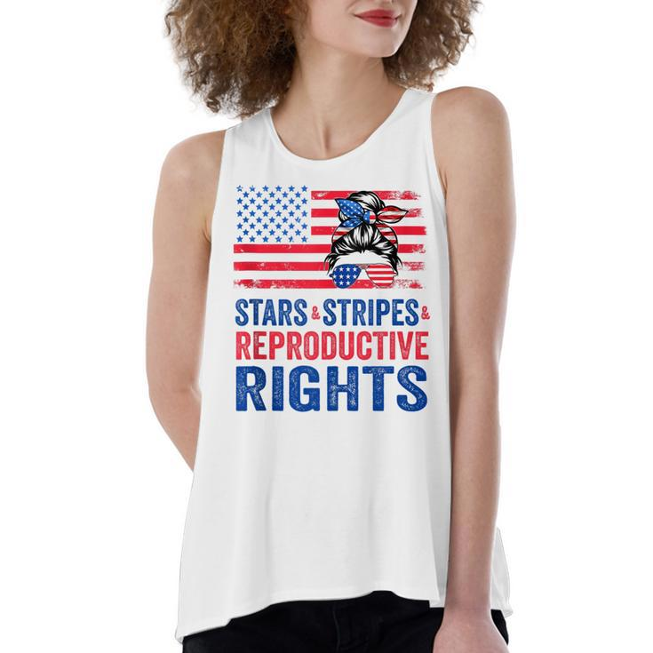 Patriotic 4Th Of July  Stars Stripes Reproductive Right  V2 Women's Loose Fit Open Back Split Tank Top