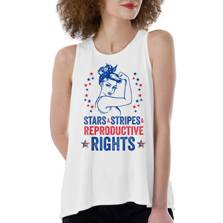Patriotic 4Th Of July  Stars Stripes Reproductive Right  Women's Loose Fit Open Back Split Tank Top