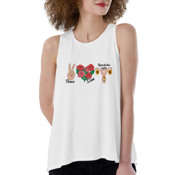 Peace Love Reproductive Rights Uterus Womens Rights Pro Choice Women's Loose Fit Open Back Split Tank Top
