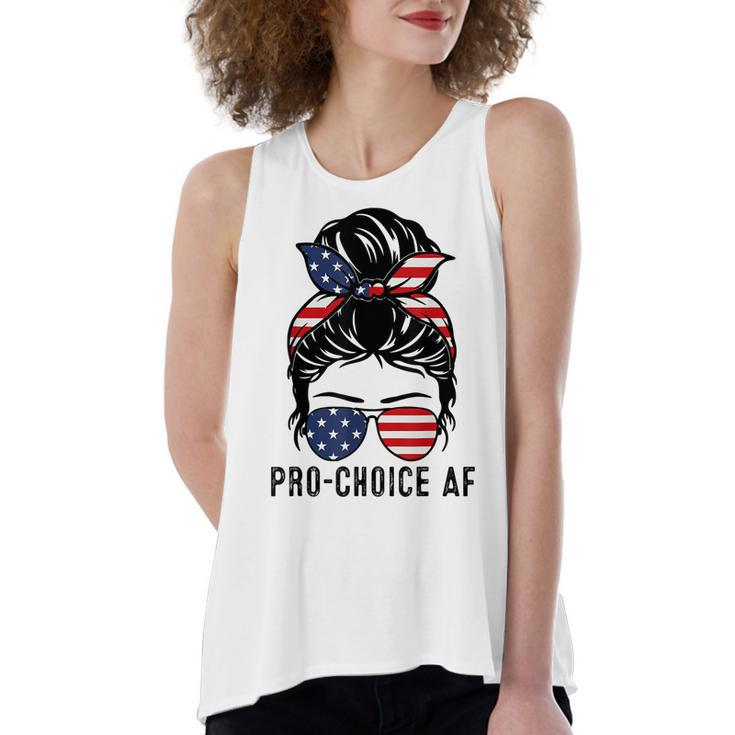 Pro Choice Af Messy Bun Us Flag Reproductive Rights Tank  Women's Loose Fit Open Back Split Tank Top