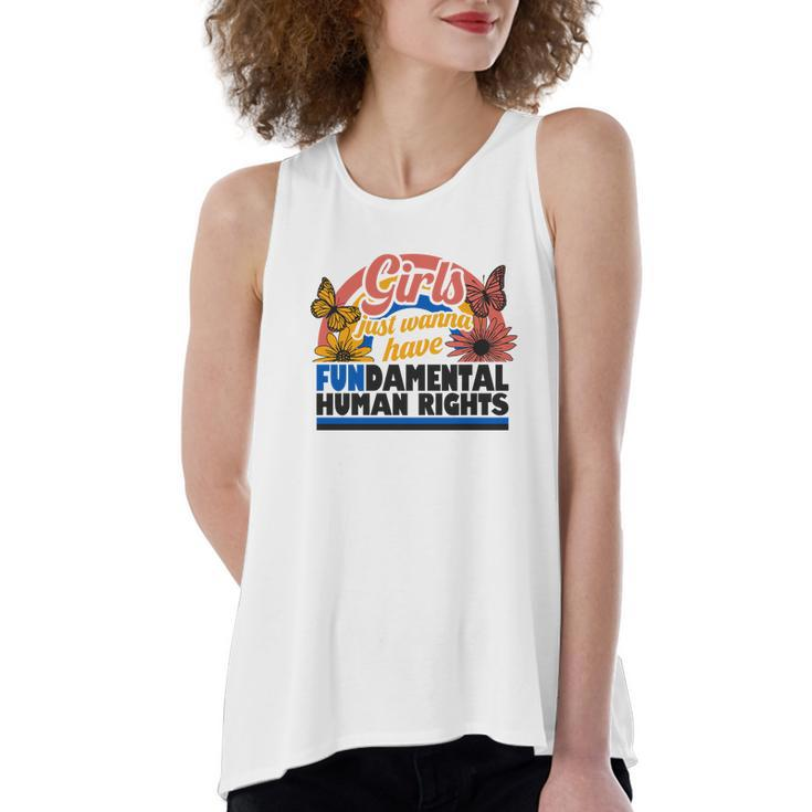 Pro Choice Girl Just Wanna Have Fundamental Human Rights Women's Loose Fit Open Back Split Tank Top