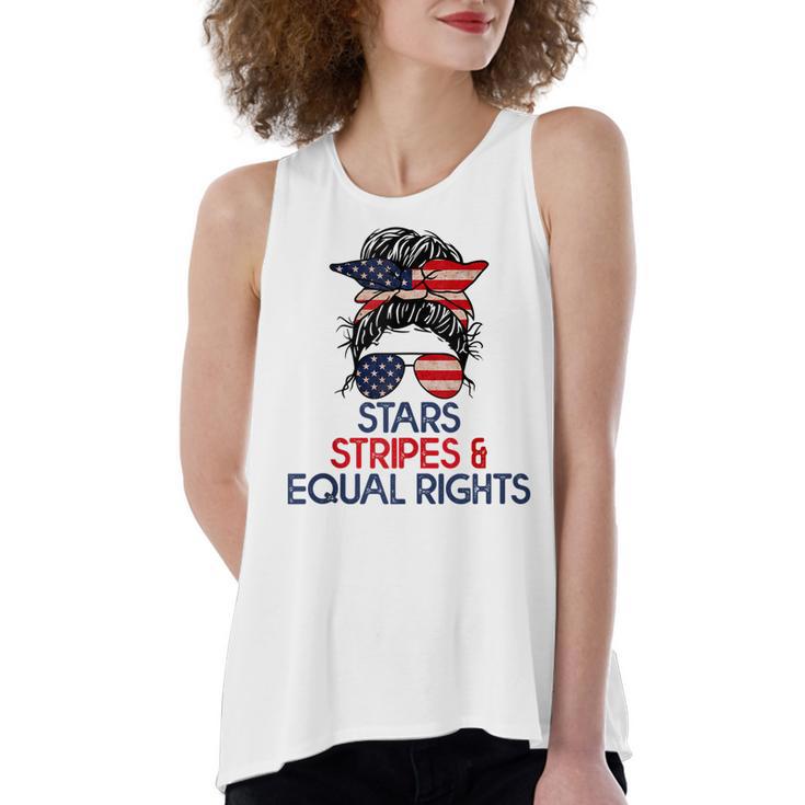 Retro Pro Choice Stars Stripes And Equal Rights Patriotic  Women's Loose Fit Open Back Split Tank Top