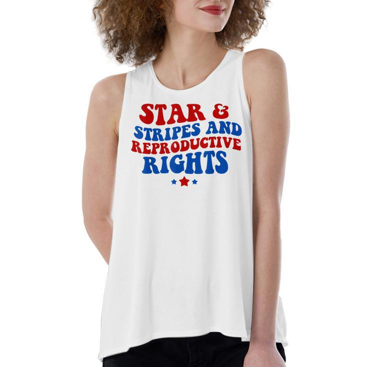 Stars Stripes Reproductive Rights 4Th Of July Groovy Women  Women's Loose Fit Open Back Split Tank Top