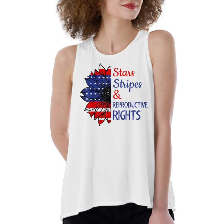 Stars Stripes Reproductive Rights American Flag 4Th Of July  V7 Women's Loose Fit Open Back Split Tank Top