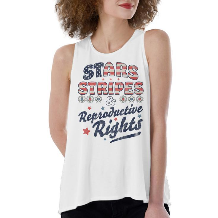 Stars Stripes Reproductive Rights Patriotic 4Th Of July Cute   Women's Loose Fit Open Back Split Tank Top