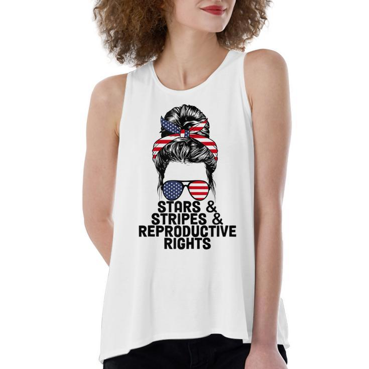 Stars Stripes Reproductive Rights Patriotic 4Th Of July  V14 Women's Loose Fit Open Back Split Tank Top