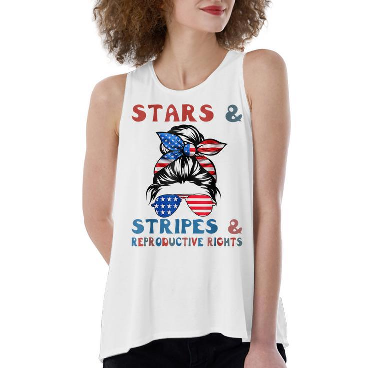 Stars Stripes Reproductive Rights Patriotic 4Th Of July  V15 Women's Loose Fit Open Back Split Tank Top