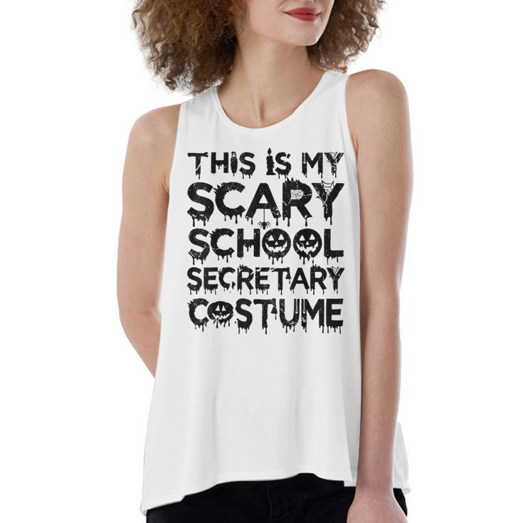 This Is My Scary School Secretary Costume Funny Halloween  Women's Loose Fit Open Back Split Tank Top