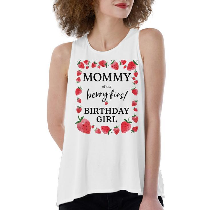 Womens Mommy Of The Berry First Birthday Girl Sweet One Strawberry  Women's Loose Fit Open Back Split Tank Top