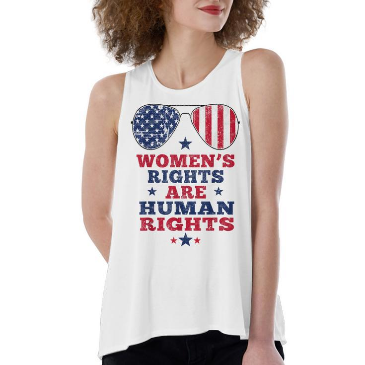 Womens Rights Are Human Rights American Flag 4Th Of July  Women's Loose Fit Open Back Split Tank Top
