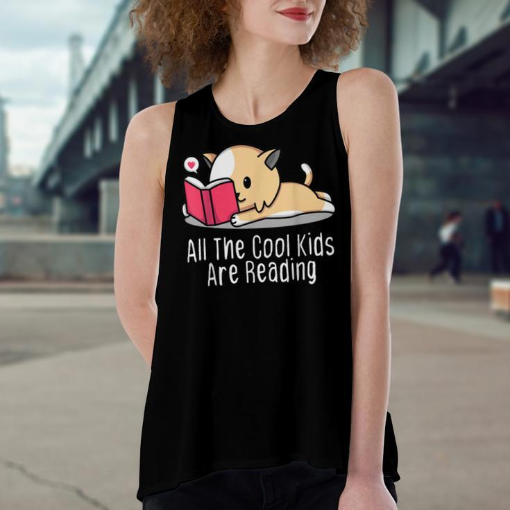 All The Cool Kids Are Reading Book Cat Lovers Women's Loose Fit Open Back Split Tank Top