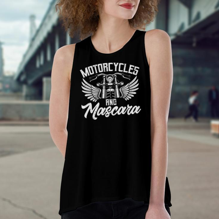 Biker Lifestyle Quotes Motorcycles And Mascara Women's Loose Tank Top
