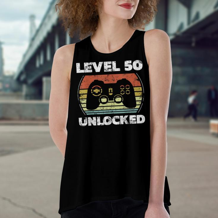 Level 50 Unlocked Funny Video Gamer 50Th Birthday Women's Loose Fit Open Back Split Tank Top