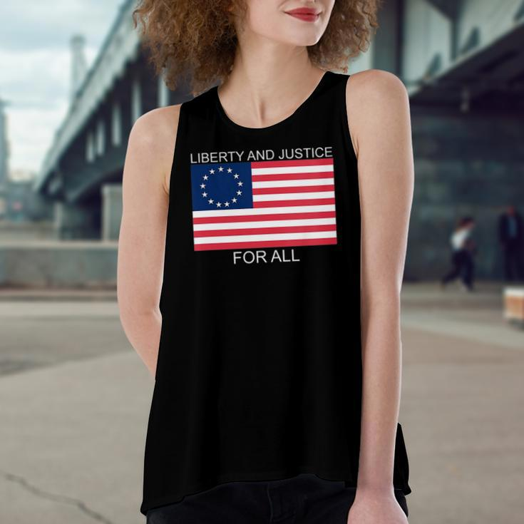 Liberty And Justice For All Betsy Ross Flag American Pride Women's Loose Tank Top