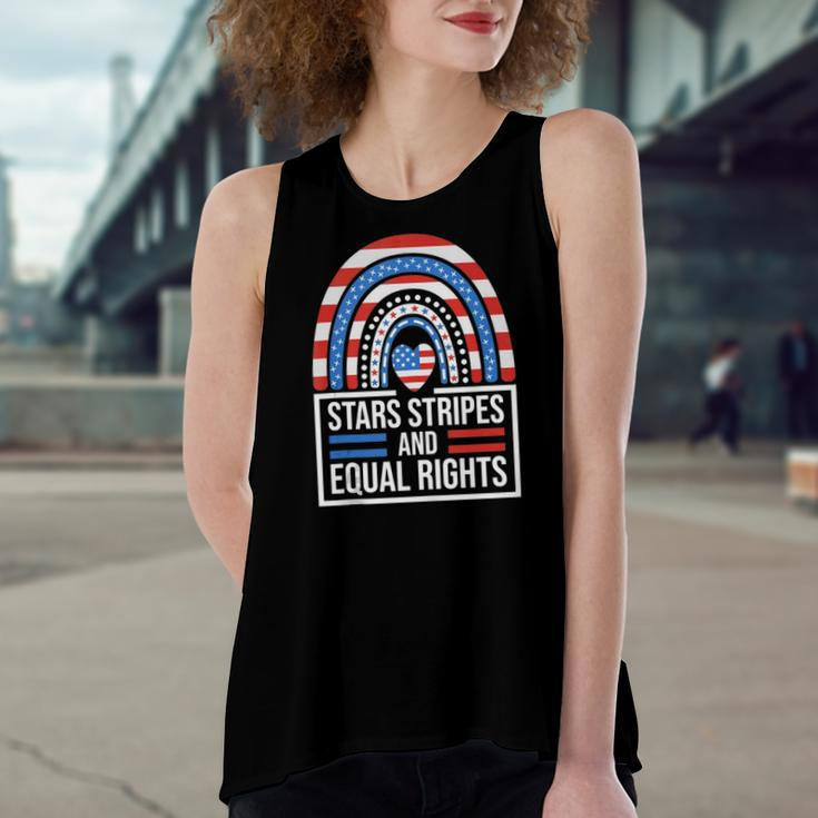 Stars Stripes &Amp Equal Rights Rainbow American Flag Feminist Women's Loose Tank Top