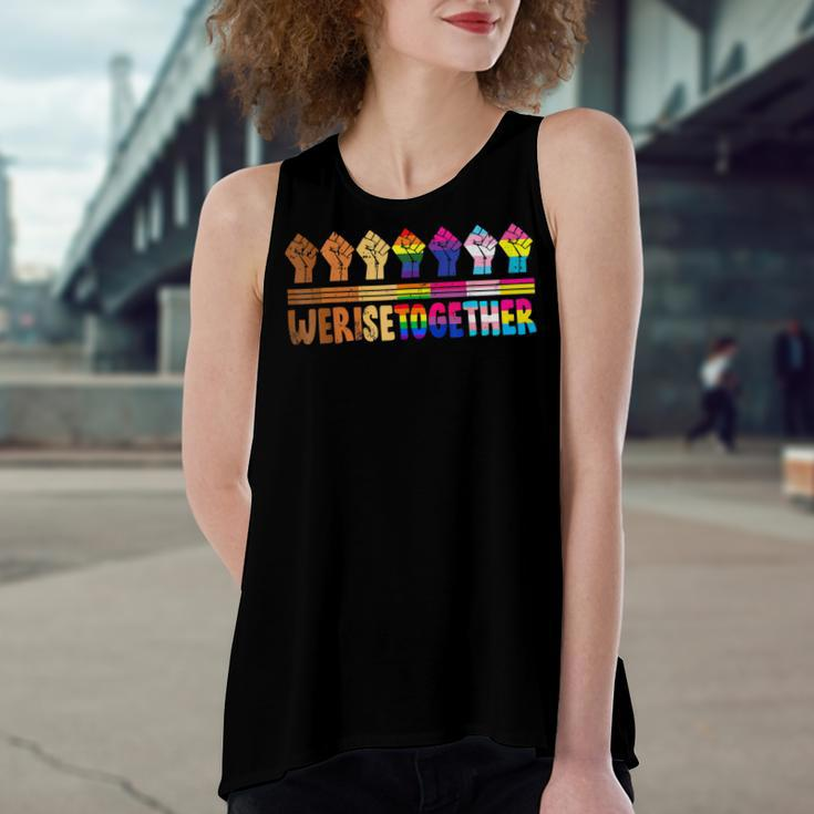 We Rise Together Lgbt-Q Pride Social Justice Equality Ally Women's Loose Fit Open Back Split Tank Top