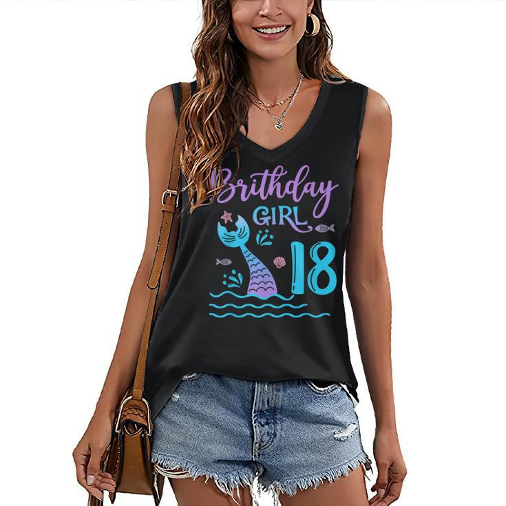 18 Year Old Gift Mermaid Tail 18Th Birthday Girl Daughter  Women's V-neck Casual Sleeveless Tank Top