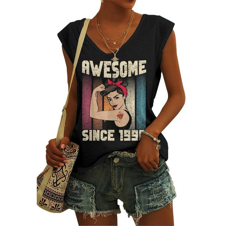24 Year Old Awesome Since 1998 24Th Birthday Women Women's Vneck Tank Top