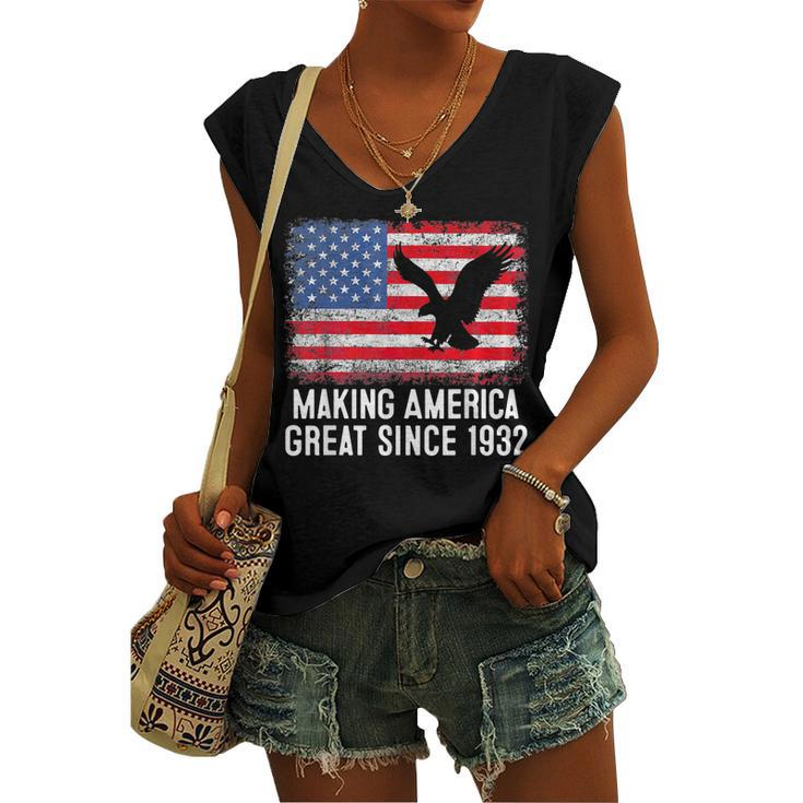 90Th BirthdayMaking America Great Since 1932 Women's Vneck Tank Top