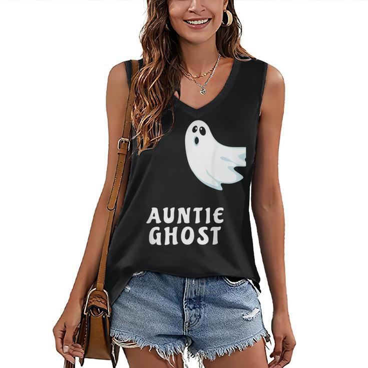 Auntie Ghost Funny Spooky Halloween Ghost Halloween Mom  Women's V-neck Casual Sleeveless Tank Top